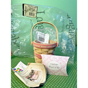 Longaberger Basket 2002 Whitewashed Horizon Of Hope Set Liner Protector Leaflets